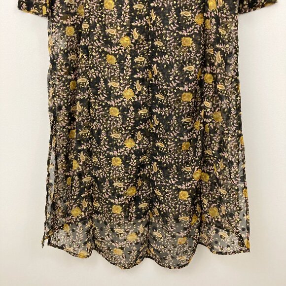 NWT Never Fully Dressed Sheer Floral Midi Tunic Shirt Dress Size M Button Front - Picture 7 of 10